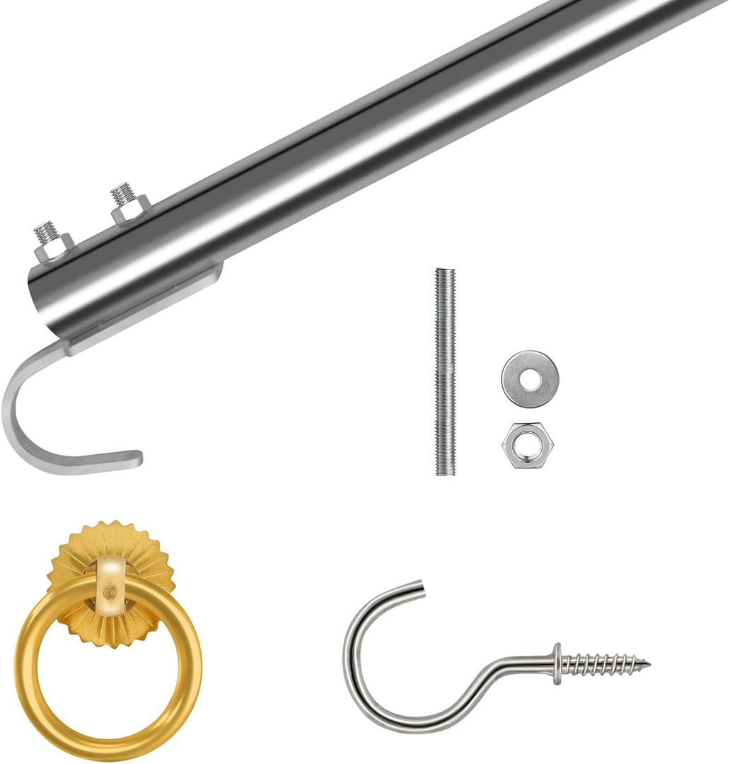 Complete Ladder Pull Down System Kit, Attic Stair Pull Kit, Includes 1 Attic Extension Rod up to 40 Inches and 1 Storage Hook.
