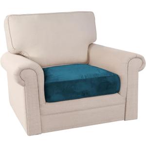 PrinceDeco Couch Cushion Cover Cushion Slipcover for Chair Sofa Cushion Furniture Protector Seat Cushion Sofa Cover for Dog Pet Kid with Elastic Straps Width Up to 29.5", Deep Teal