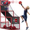 HYES Basketball Arcade Game Indoor Outdoor, Kids Basketball Hoop with 4 Balls & Pump, Single Shot Basketball Game at Home, Carnival Games Sport Toys for Boys Girls Teens
