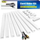 YesBes 116in Cord Hider Kit, Cord Covers for Wires on Wall, Paintable Cable Raceway, Cord Hider for Wall Mount tv, tv Cable Hider Wall kit, Wire Covers for Cords, W0.96in x H0.57in, White
