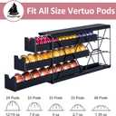 FlagShip 3-Tier Nespresso Pod Holder & Vertuo Coffee Capsule Organizer - Black Metal Space-Saving Storage Holds 30+ Pods Fits All Size Vertuo Pod