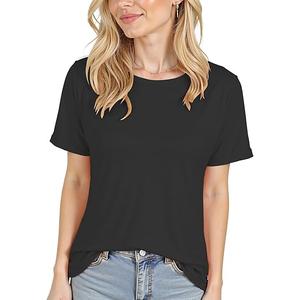 Short Sleeve Shirts for Women Crew Neck Basic Tee - Fashion Summer Spring Tops - Oversized T Shirts for Women L