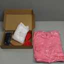 Ramede 4 Pcs Halloween Women's Costume Outfits Pink Sleeveless Dress Red Bow Headband Waist Belt Pantyhose Tights, M