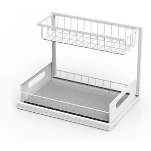 Under Sink Organizer, 2-Tier Pull Out Cabinet Organizer, Under Sink Shelf for Bathroom, Kitchen