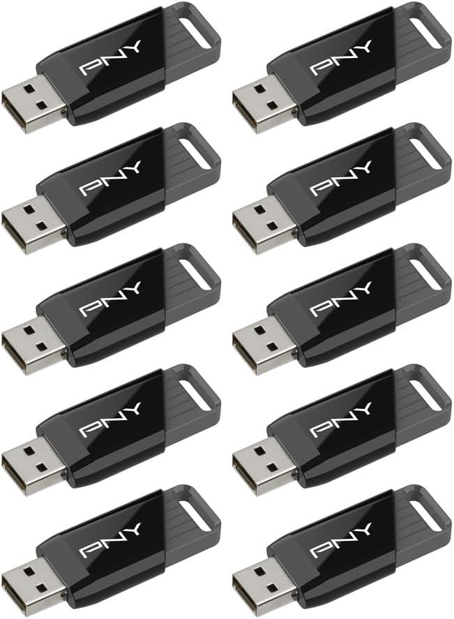 PNY 32GB Attach X USB 3.2 Gen 1 Flash Drive, Advanced Performance Up to 130MB/s Read, Everyday Data Store & Transfer, Reliable Portable Storage, Durable, Type-A, Computers, Laptops, Desktops, 10-Pack