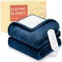 HOMLYNS LuxeHeat Heated Blanket Electric Blanket, Soft Flannel Sherpa Heated Throw, Heating Blanket with 5 Heat Settings, 3 hrs Timer Auto Shut Off (50x60 inches, Navy)