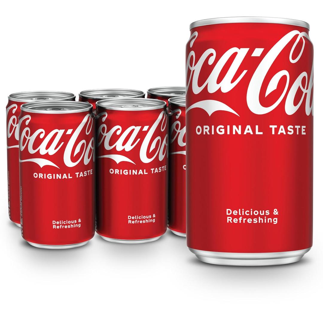 Coca-Cola Soda Soft Drinks, 7.5 fl oz, 6 Pack - Classic Cola Soft Drink, Mini Soda Cans (EXP 09/14/26)