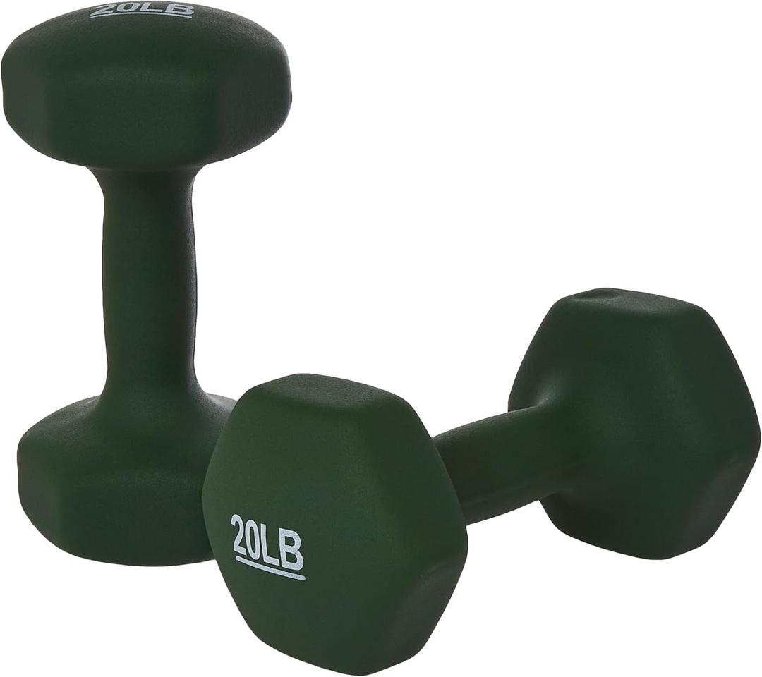 Amazon Basics Neoprene Dumbbell Hand Weights for Exercise and Muscle Toning, 20 Lbs, Pair