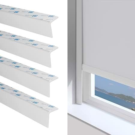 ZSTARR PVC Light Gap Blockers for Window Shades White 58" 4pcs