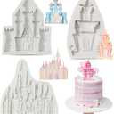 KALAIEN Castle Silicone Mold,3Pcs/Set Castle Cake Fondant Molds,Princess Chocolate Molds Castle Silicone Mirror Mould for Cake Decorating, FTM5036