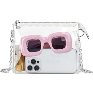 Clear Purse for Women, Clear Bag Stadium Approved, Small Stadium Bag for Concerts & Sports Events (Silver)