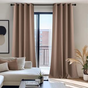 NICETOWN Curtain for Living Room 108 inches Long, UV Blocking Thermal Curtains for Bedroom, Waterproof Outdoor/Indoor Sunlight Shade for Patio, Porch, Dining Room, 52'' Wide, Tan, 1 Panel
