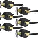 goldenwarm 6 Pack Black and Gold Closet Door Handle, Interior Door Handles, Passage Door Lever, Black and Gold Passage Door Handles Knob Lever for Hallway, Closet