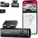 AM100 5GHz WiFi 3 Channel Dash Cam, 4K Dual Front and Rear Dash Cam for Car with 64GB SD Card, Voice Control G-Sensor, 24H Parking Mode Night Vision, Built-in GPS Max Up Support 256GB