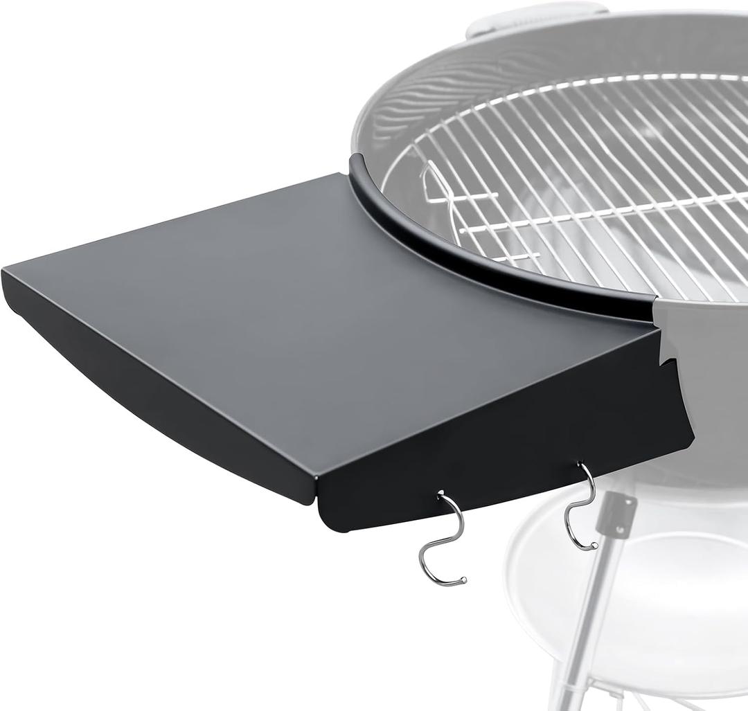 Upgraded Grill Table Shelf for Kettle Grills 22 Inch, Side Table Shelf Replaces Weber Master Touch & Original Charcoal Grill, Grill Accessories for Weber Kettle, Outdoor Steel BBQ Table Shelf