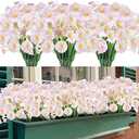 Artificial Flowers 12 Bundles Outdoor UV Resistant Fake Flowers No Fade Faux Plastic Greenery Shrubs Garden Porch Window Box Decorating (White)