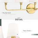 Bathroom Light Fixtures, 5 Light Brushed Gold Vanity Lights with Flared White Fabric Shade, 35 Inch Wall Sconce, Modern Sconces Wall Lighting for Hallway Bedroom, VL837-BG-5