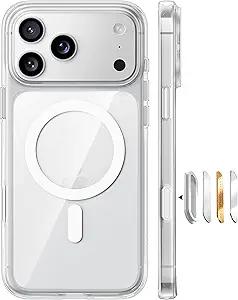 TORRAS Stronger Magnetic for iPhone 17 Pro Case Clear, [Covered Camera Control] [AntiYellowing] Compatible with MagSafe, MilitaryGrade Drop Protection, Slim Phone Case for iPhone 17 Pro