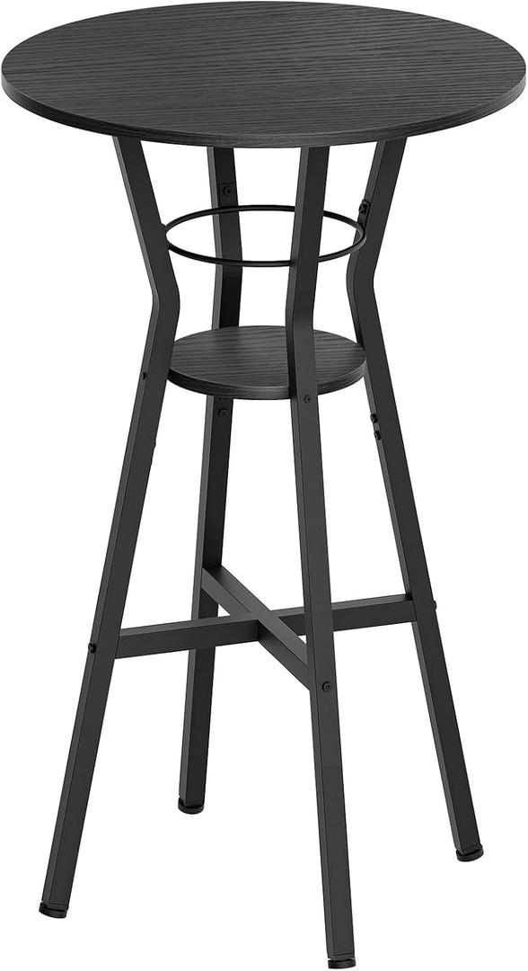 YATINEY Bar Table, 2-Tier Round High Top Table, Pub Table, Home Bar Counter Height, Bistro Tables, for Kitchen, Living Room, Meeting Room, Pub, Black BT03BB