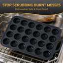 24-Cup Mini Silicone Muffin Pan with Reinforced Steel Frame,Metallic Black | Regular Size Cupcake Pan, BPA Free Silicone Muffin Tray, Reinforced Steel Frame for Stability, Easy Baking & Cleanup, 1Pk