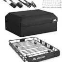 ARKSEN 54 x 39 x 5 Inch Upgrade Universal Roof Rack with Waterproof Bag, Cargo Net&2 Ratchet Straps - 150Lbs Capacity Heavy Duty Rooftop Cargo Carrier with Extension for Car, SUV & Pickup
