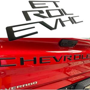 Tailgate Insert Letters Compatible with Chevy Silverado 2019 2020 2021 2022 2023 2024 2025 3D Emblems Badge with Strong Adhesive Matte Black