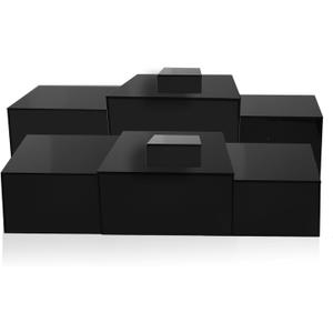 8 Pack Acrylic Risers for Display - Nesting Cubes Hollow Bottoms Stand - Black