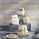 Mud Pie Stoneware Soap Sponge Holder, White/Cream, 7" x 4"