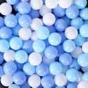 MoonxHome Ball Pit Balls for Toddlers, BPA Free Crush Proof Plastic Toy Balls for Ball Pit, Children's Pool Water Toys, Macaron Ocean Balls for Play Tent 2.15 Inch Pack of 100 (D_white&blue)
