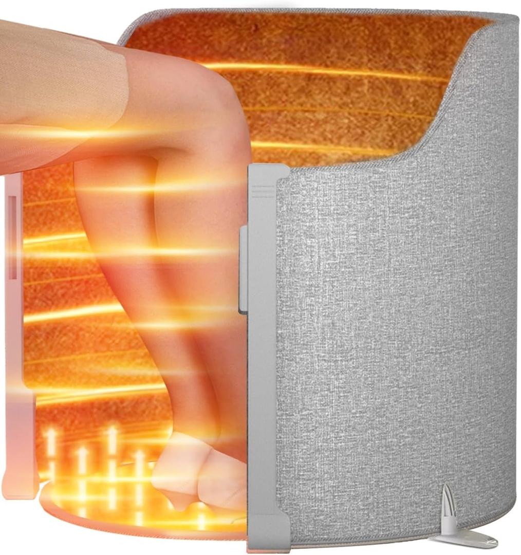 Under Desk Heater, Electric Foot Warmer for Office & Home, Quiet Portable Feet Warmer with Heated Floor Mat, Foot heater with Thermostat and Timer Indoor Use for Foot Leg Grey Cylindrical UEMUSI