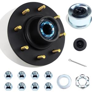 1 Set 8 on 6.5'' Trailer Hub Kit for 7000 lbs 1.25'' to 1.75'' #42 Tapered Spindle, Pre-Lubricated 25580 14125A Bearings 8x6.5 Pattern Trailer Idler Hub 8 Lug Bolt Trailer Wheel Hub Kits