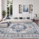 zesthome 8x10 Area Rugs, Stain Resistant Washable Rug,Ultra-Thin Rugs for Living Room, Bedroom, Non-Slip Backing Home Decor Large Area Rug (Blue, 8'x10')