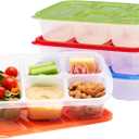 Bentgo Easyboxes - Reusable 5-Compartment Food Containers, Stackable 8-Piece Set, 4 Trays & 4 Lids, BPA-Free Food Storage for Meal Prep, School, & Work; Lunch Boxes with Patented Design (Classic)