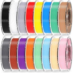 RAMBERY 200gx16 PLA+ Filament Bundle 1.75mm, 16 Colors PLA Plus 3D Printing Filaments, Dimensional Accuracy +/- 0.02 mm, 200gX16 Spools