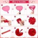 2 x Red Valentines Day Decorations Set, I Love You Banner 1000Pcs Rose Petals Red Pink Heart Hanging Streamer Foil Balloons Paper Pompom Foil Curtain for Wedding Romantic Anniversary Party Decor