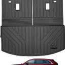 Large Cargo Liner for 2024-2025 Mazda CX90 6 Seater (50/50 Split Folding Rear Seat),TPE All Weather Protection Trunk Mat with Velcro Rear Seats Backrest 43" x 45" (Black)