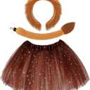 Newcotte 3 Pcs Halloween Costume Animal Tutu Ears Headband Tail Fancy Dress Costume Kit for Youth Adult Halloween Cosplay