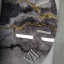 Large Grey Marble Wall Clock 24 Inch Silent Non Ticking