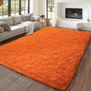 Dssimo 5'x7' Super Fluffy Rug for Bedroom, Modern Shag Orange Area Rugs, Soft and Cozy Plush Large Carpet for Kids, Girls Boys and Teens Decorations for Living Room Dorm Nursery Classroom, Orange