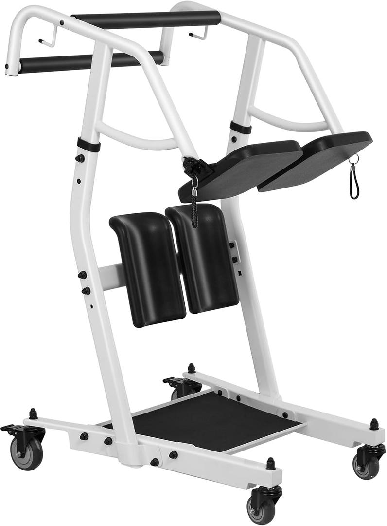 VEVOR Sit to Stand Patient Lift, 400LBS Capacity Stand Assist Lift Aid for Home Care Use, Standing Transfer Chair with Locking Swivel Casters, Adjustable Knee Pads & Seat Pad for Elderly Disabled