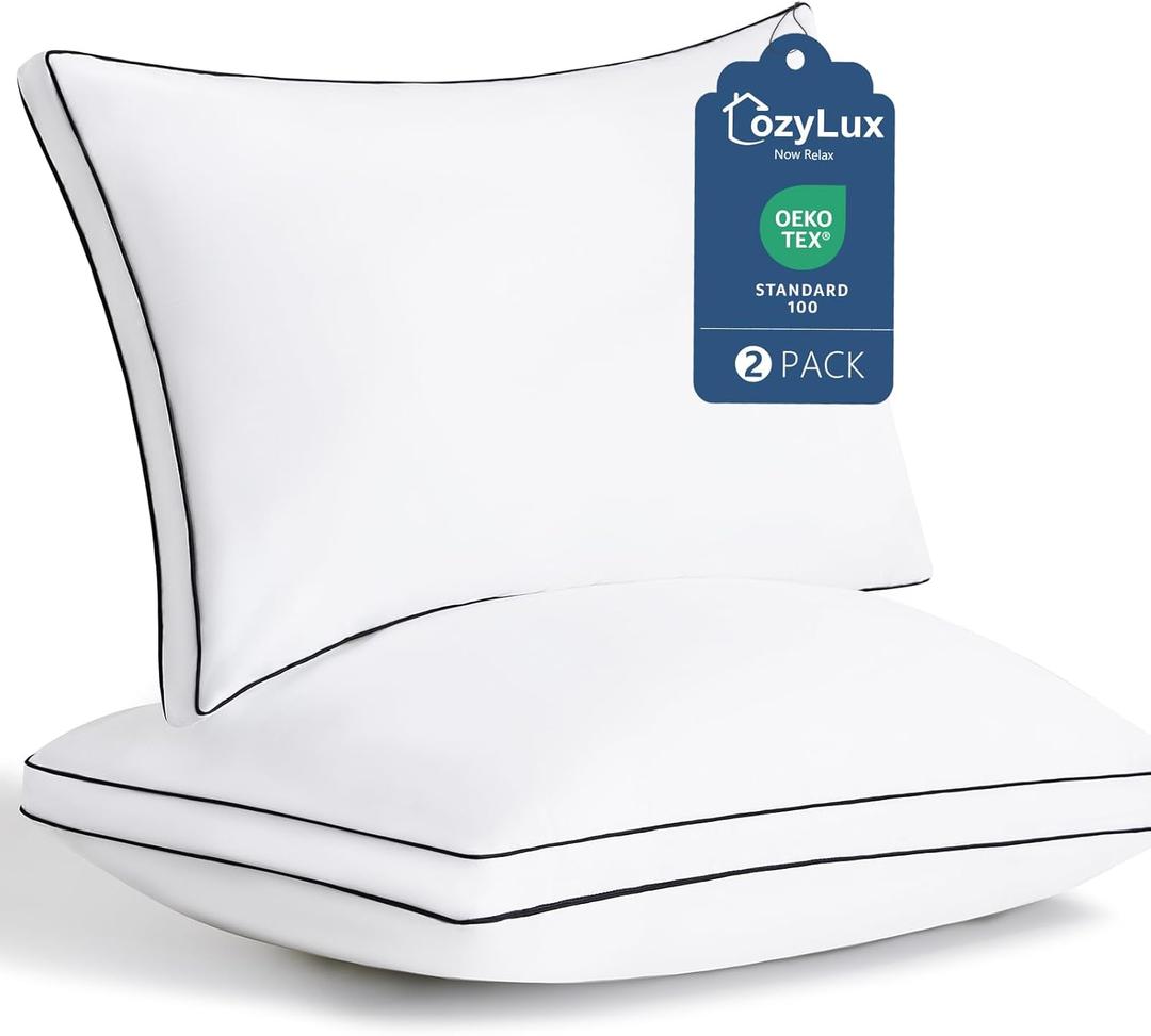 CozyLux Pillows Queen Size Set of 2, Soft and Supportive 3D Down Alternative Bed Pillow for Sleeping 2 Pack White, Luxury Hotel Quality Gusseted Bedding Pillow for Back, Stomach or Side Sleepers 18x28