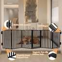 Full Metal Freestanding Dog Gates with Door, 32" Height Dog Fences for Indoor & Outdoor, Extra Wide Foldable Pet Gates for Stairs, Hallways, Doorways, Yard (6 Panels, 120" W 32" H)