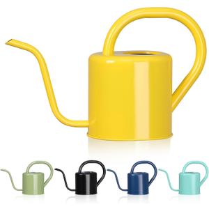 Watering Can, Stainless Steel Watering Can for Indoor & Outdoor Plants, 1L/35oz Long Spout Water Can with Handle, Rust-Proof Plant Watering Pot for House Plants, Garden Flowers (Yellow)