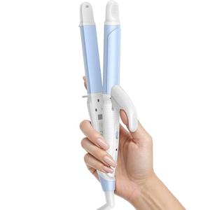 Europe Travel Curling Iron Mini: Dual Voltage Curling Iron for Traveling - Mini Travel Curling Irons 1 Inch with US Plug, Blue 390℉ for Fine/Damaged Short Hair