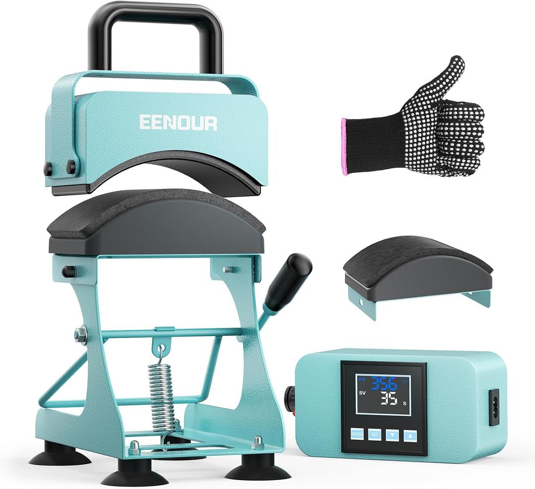 EENOUR Hat Press, Hat Heat Press Machine with 2 Platens & Caps Stretcher, Hat Press Heat Machine for Caps with Memory Mode, Precise Time and Temperature Control, Heat Transfer Printing for Caps, Hats