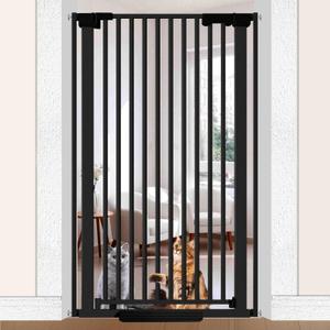 51'' Extra Tall Cat Gate Barrier for Doorways Hallways, Pressure Mounted Pet Dog Gates No Drilling Auto Close, Cat Fence Indoor Climb Proof 30-32.6'' Wide (Black)