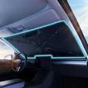 Windshield Sun Shade Umbrella for Car - [Vinyl Coating Heat Shield] Protect Car from Sun Rays & Heat Damage Keep Cool and Protect Interior Large (61" L x 35" W)