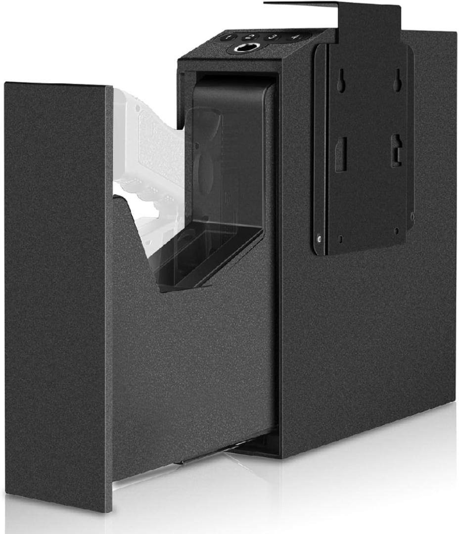Biometric Gun Safe for Handgun,3 Ways Quick Access Pistol Safe with Fingerprint, PIN Code, Key,Handgun safe used for Nightstand, Bed side, Wardrobes, Wall or Other Hidden Corners