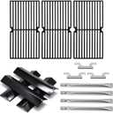 Grill Replacement Parts for Brinkmann Pro Series 8300, Replacement Heat Plate & Grill Grates & Burner and Cross Over Tube, Grill Parts Kit for for Brinkmann 810-8410-S 810-9415-W Parts