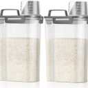 TBMax Rice Container Cereal Storage Container 2 Pack 5 Lbs, Kitchen Pantry Dry Food Storage Holder with Easy-Pouring Spout & Handy Cup, Small Pet Dog Cat Food Dispenser for Daily Feeding -Grey (Grey 3+3Qt)